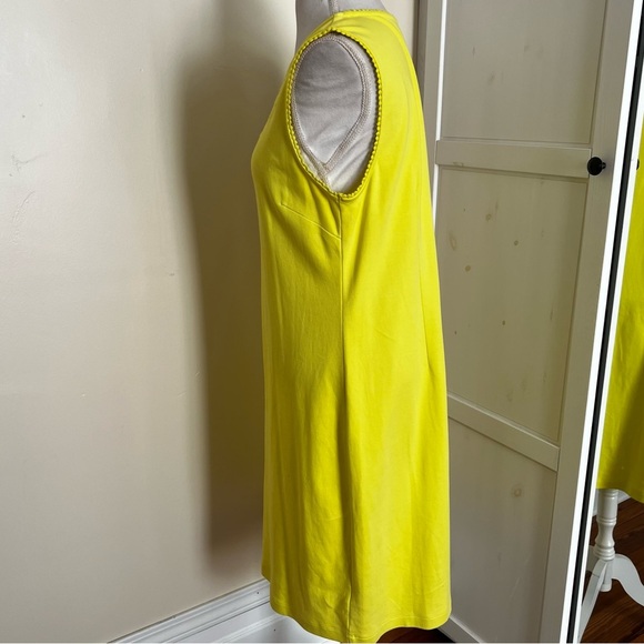 Talbots Bold Yellow Sleeveless Dress with Embroidered and Eyelet Detail - Size L - Picture 4 of 8